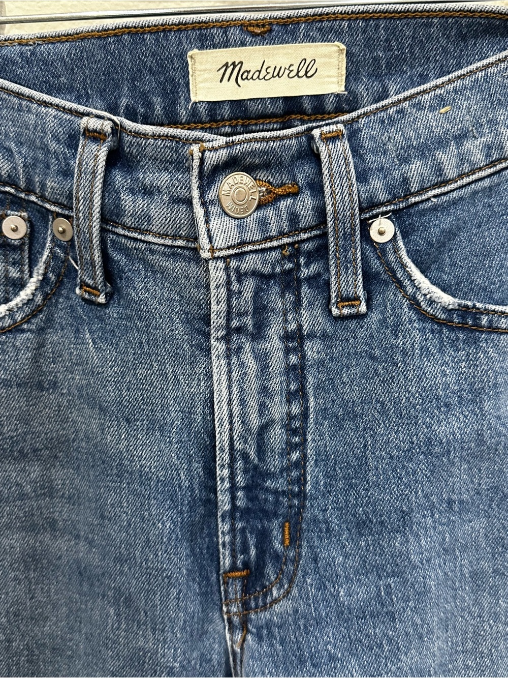Madewell Dark Blue High-Rise Straight Jeans - Picture 2 of 8